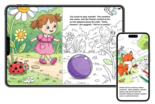 Tablet and phone showing interactive stories