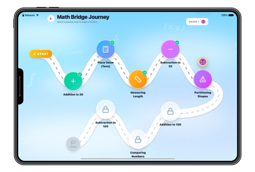 Tablet showing educational apps
